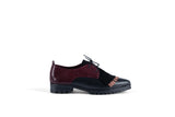 AYU CHUNCKY BLACK / BORDEAUX Leather Lace-Up Flat Shoes