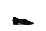BIAS BLACK Suede Pointed Ballet Flats