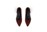 BIAS BURGUNDY Suede Pointed Ballet Flats