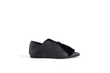 BLOSSOM HIGH BROWN / BLACK Leather Flat Shoes with 3cm Wedge