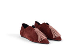 BLOSSOM HIGH BURGUNDY / OLD PINK Suede Flat Shoes with 3cm Wedge