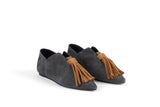 BLOSSOM HIGH GREY / HONEY Suede Flat Shoes with 3cm Wedge