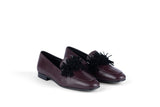 MOCASSIN GROUND BORDEAUX Leather Pompom Loafers