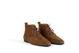 PRAGA HONEY Suede Flat Lace-Up Ankle Boots
