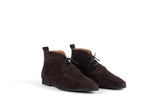PRAGA DARK BROWN Suede Flat Lace-Up Ankle Boots