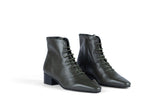 SOLID GROUND GREEN Leather Lace-Up Ankle Boots