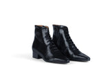 SOLID GROUND PITON BLACK Leather Lace-Up Ankle Boots