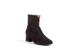 SQUARE UP BROWN Suede Zip Ankle Boots