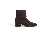 SQUARE UP BROWN Suede Zip Ankle Boots