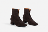 SQUARE UP BROWN Suede Zip Ankle Boots