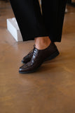 STEADY LACE BROWN Leather Lace-Up Flat Shoes