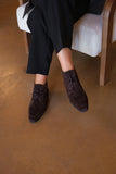PRAGA DARK BROWN Suede Flat Lace-Up Ankle Boots