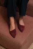 BIAS BURGUNDY Suede Pointed Ballet Flats