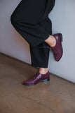 STEADY LACE BORDEAUX Leather Lace-Up Flat Shoes