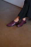 STEADY LACE BORDEAUX Leather Lace-Up Flat Shoes