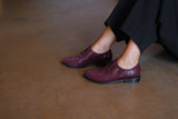 STEADY LACE BORDEAUX Leather Lace-Up Flat Shoes