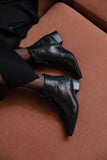 SOLID GROUND PITON BLACK Leather Lace-Up Ankle Boots