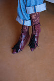 BLOSSOM BOOT 2 PITON BORDEAUX Leather Ankle Boots with 3cm Wedge