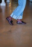 MOCASSIN GROUND BORDEAUX Leather Pompom Loafers