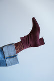 SQUARE UP BORDEAUX Suede Zip Ankle Boots