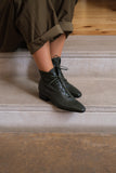 SOLID GROUND GREEN Leather Lace-Up Ankle Boots