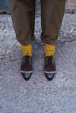 AYU CHUNCKY GREEN / BROWN Leather Lace-Up Flat Shoes