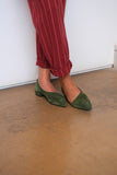 BIAS GREEN Suede Pointed Ballet Flats