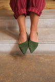 BIAS GREEN Suede Pointed Ballet Flats