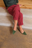 BIAS GREEN Suede Pointed Ballet Flats