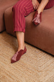 BLOSSOM HIGH BURGUNDY / OLD PINK Suede Flat Shoes with 3cm Wedge