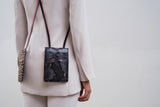 Leather Crossbody Phone Bag Python Grey