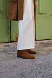 PRAGA HONEY Suede Flat Lace-Up Ankle Boots