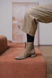 SQUARE UP TAUPE Suede Zip Ankle Boots