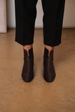 SQUARE UP BROWN Suede Zip Ankle Boots