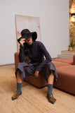 BLOSSOM HIGH GREY / HONEY Suede Flat Shoes with 3cm Wedge