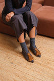 BLOSSOM HIGH GREY / HONEY Suede Flat Shoes with 3cm Wedge